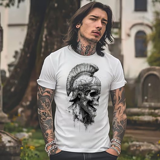 T-shirt Squelette dans un casque romain