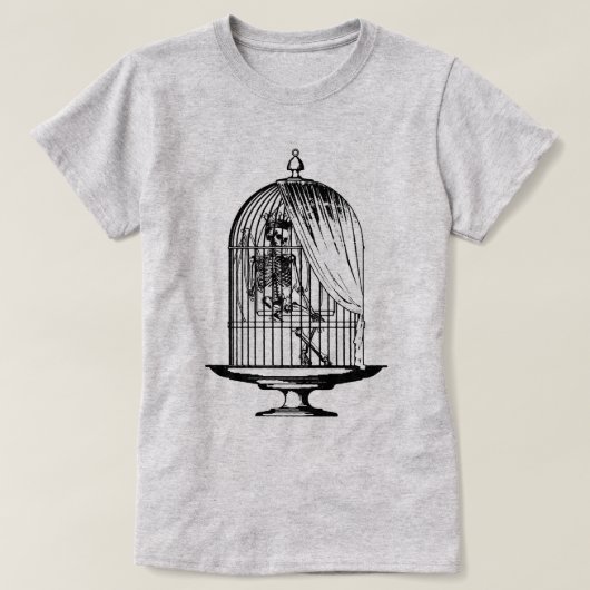 T-shirt Squelette dans une cage à oiseaux (Design devant)