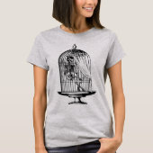 T-shirt Squelette dans une cage à oiseaux (Devant)