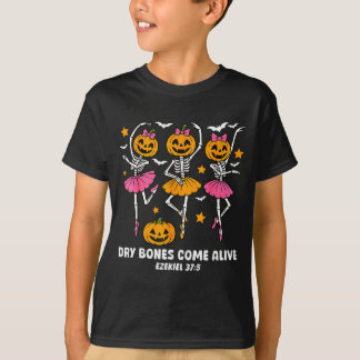T-shirt Squelette dansant Os secs reprennent vie Ha chréti