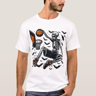 T-shirt Squelette de basket Joueur d'Halloween