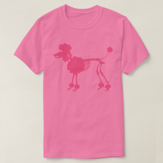 T-shirt Squelette de caniche rose (Design devant)
