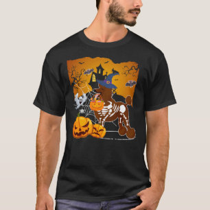 T-shirt Squelette de caniche standard Halloween Citrouille
