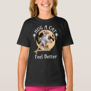 T-shirt Squelette de chat câlin au clair de lune Confort H