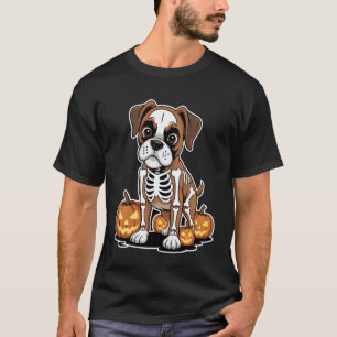 T-shirt Squelette de chien Boxer Halloween