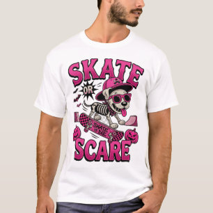 T-shirt Squelette de chien de planche à roulettes ou d'Hal