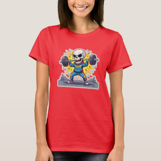 T-shirt “Squelette de dessin animé mignon haltérophile • A