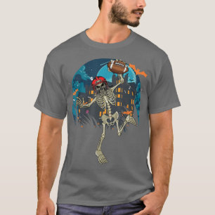 T-shirt Squelette de football américain Halloween Fan