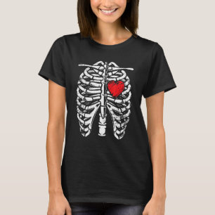 T-shirt Squelette de Halloween Cage thoracique coeur radio