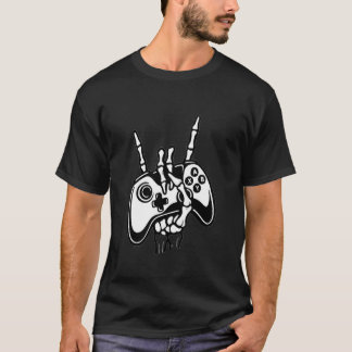 T-shirt Squelette de Halloween joueur de jeu vidéo hommes 