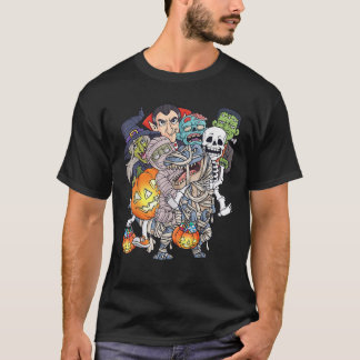 T-shirt Squelette de Halloween Zombie à cheval sur Momie T