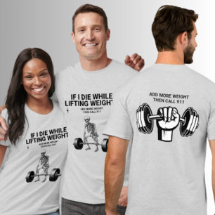 T-shirt Squelette de levage de poids Appelez 911 salle de