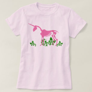 T-shirt Squelette de licorne rose