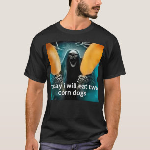 T-shirt Squelette de Mème de Deux Corn Dogs que Je Mangera
