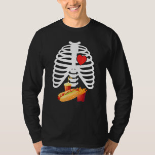 T-shirt Squelette de rayon X Cage thoracique Bière Hot Dog