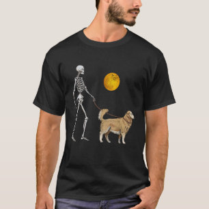 T-shirt Squelette de Retriever doré Chien qui Marche Hallo