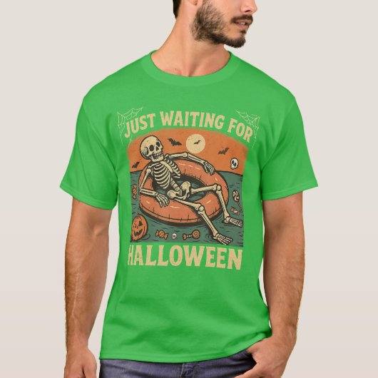 T-shirt Squelette d'été effrayant de Summerween attendant (Devant)