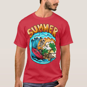 T-shirt Squelette d'été Surf Wave Plage Vacances d'été
