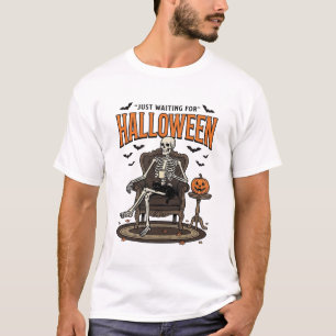 T-shirt Squelette d'Halloween attendant drôle Vintage_1