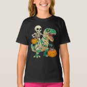 T-shirt Squelette d'Halloween dynamique et seau à bonbons  (Devant)