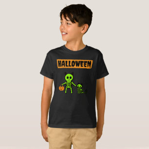 T-shirt Squelette d'Halloween et chat