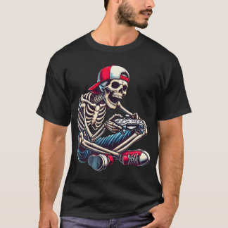 T-shirt Squelette d'Halloween Joueur de jeux vidéo Garçons