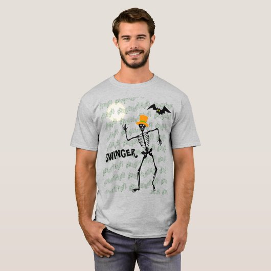 T-shirt Squelette d'Halloween Swinger (Devant entier)