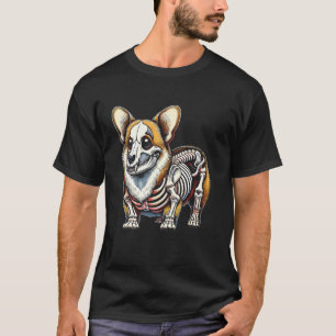 T-shirt Squelette d'os de Corgi Joyeuse veille d'Halloween