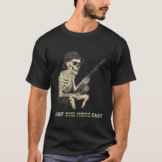 T-shirt Squelette drôle de pêche Encore un lancer (Devant)