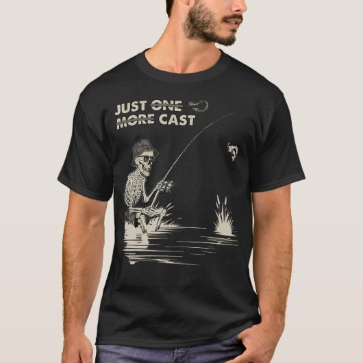 T-shirt Squelette drôle de pêche Juste un lancer de plus P (Devant)