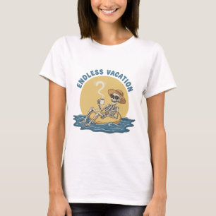 T-shirt Squelette drôle "Vacances sans fin" Humour noir ré