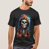 T-shirt Squelette éffrayant avec Citrouilles mal (Devant)