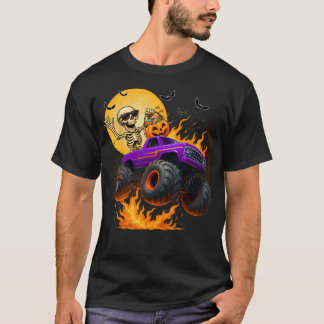 T-shirt Squelette effrayant conduisant un camion monstre H