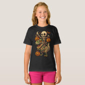 T-shirt Squelette éffrayant et maman T-Rex Halloween Conce (Devant entier)