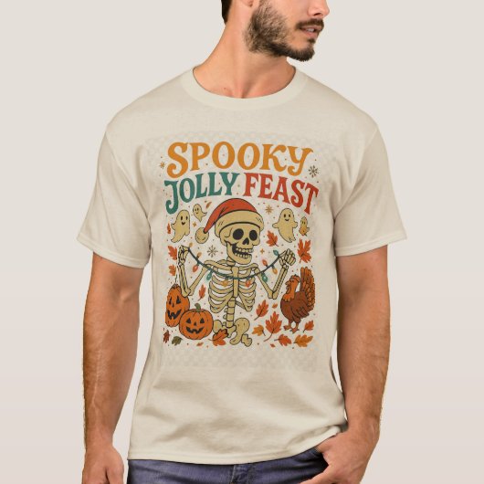 T-shirt Squelette éffrayant Jolly Feast (Devant)