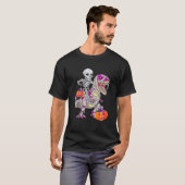 T-shirt Squelette équitation maman Dinosaure Rex Halloween (Devant entier)