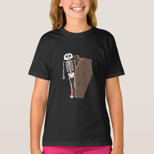 T-shirt Squelette et café Halloween Design (Devant)