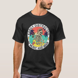 T-shirt Squelette Facilement Distrait Par La Musique Et La