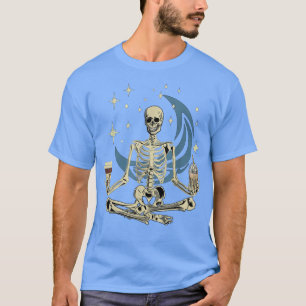 T-shirt Squelette Faire Du Yoga Et Boire Du Café Drôle Med