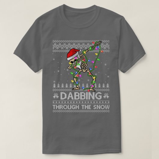 T-shirt Squelette faisant le dab à travers la neige Noël s (Design devant)