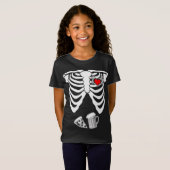 T-Shirt Squelette Halloween Bière Pizza Preg (Devant entier)