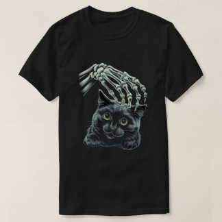 T-shirt Squelette Halloween Poignée Noir Chat Pet Pour Hal