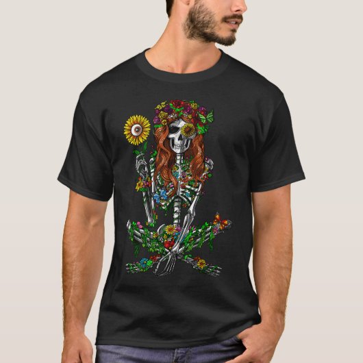 T-shirt Squelette Hippie (Devant)
