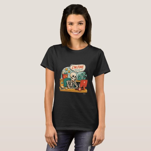 T-Shirt squelette I'm Fine (Devant entier)