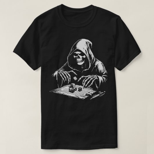 T-shirt squelette jouant aux dés (Design devant)