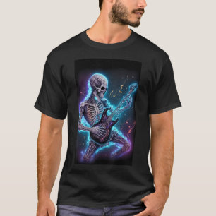 T-shirt squelette jouant de la guitare électrique dans l'e