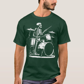 T-shirt squelette joue la batterie