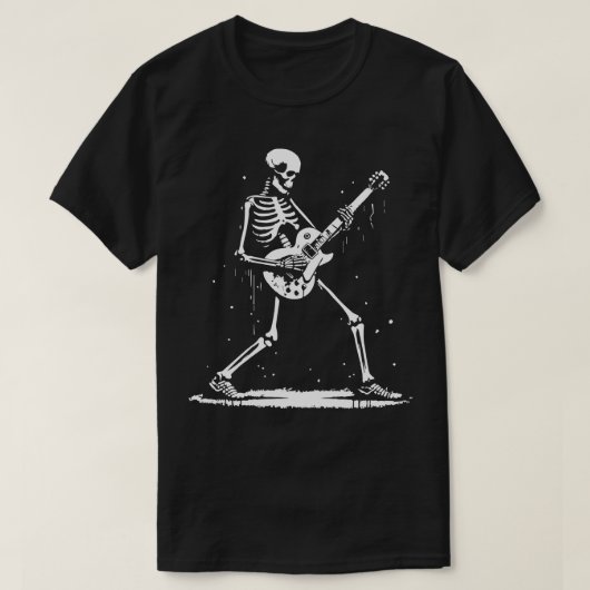 T-shirt squelette joue rock n roll (Design devant)