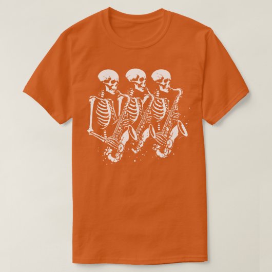 T-shirt squelette joue saxophone (Design devant)