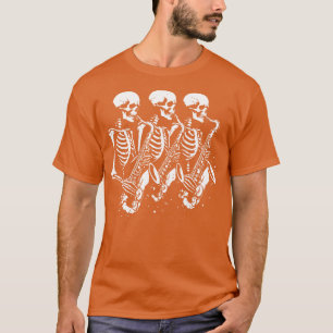 T-shirt squelette joue saxophone
